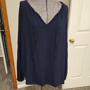 Ava & Viv drop shoulder navy blouse